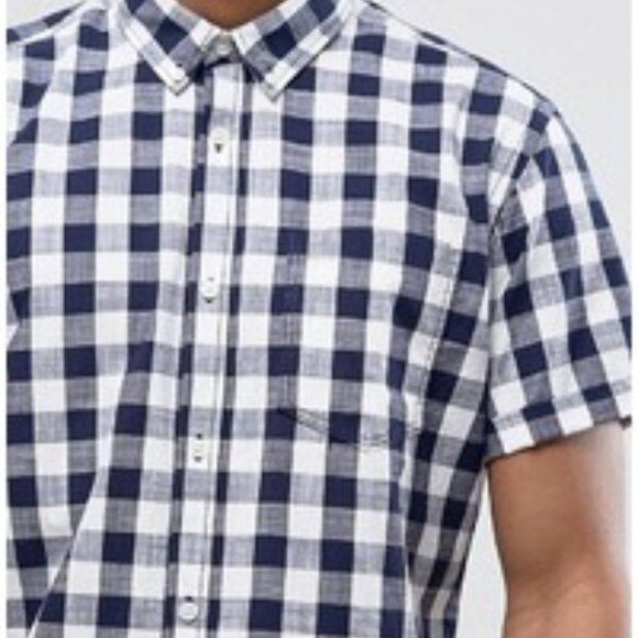 Jack Jones Originals Short Sleeve Shirt In Slim Fit Check Plaid black and white - Picture 2 of 8